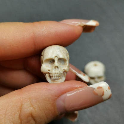 White Skull Spacer Bead for Prayer Bead - Tibetan Buddhist art, detailed view