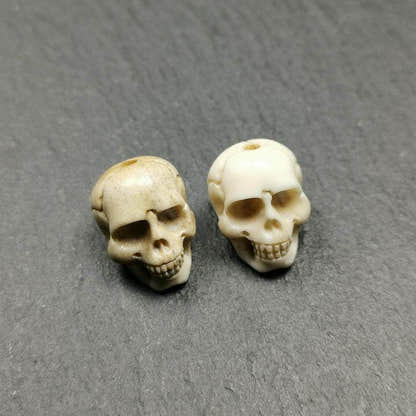 White Skull Spacer Bead for Prayer Bead - Tibetan Buddhist art, front view
