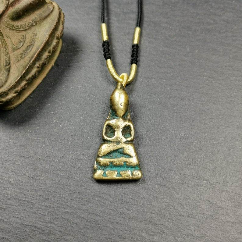 Buddhist Protective Amulet,Amitayus Statue Pendant - Tibetan Buddhist amulet, close-up detail