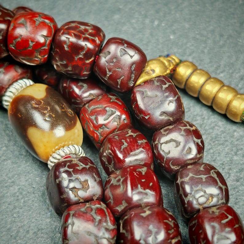 Mala Necklace,Old 8mm 108 Rudraksha Prayer Beads - Tibetan Buddhist mala beads, view 6