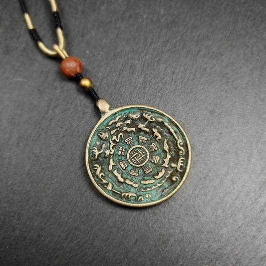 Calendar Amulet Sipaho Badge - Melong Mirror 43mm - Tibetan Buddhist amulet, front view