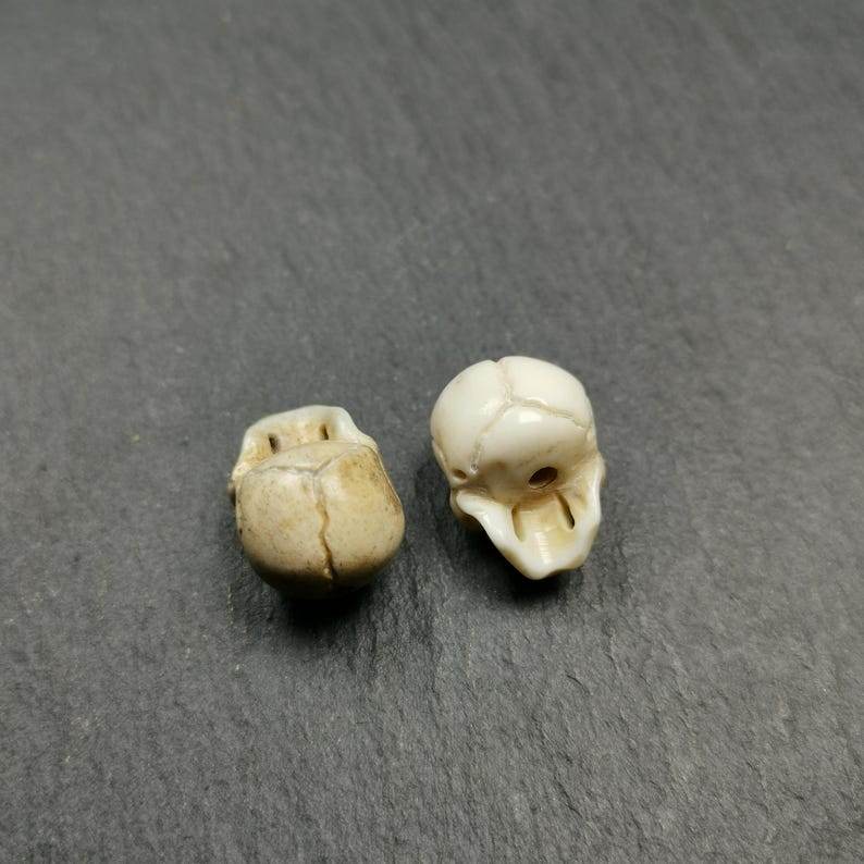White Skull Spacer Bead for Prayer Bead - Tibetan Buddhist art, view 5