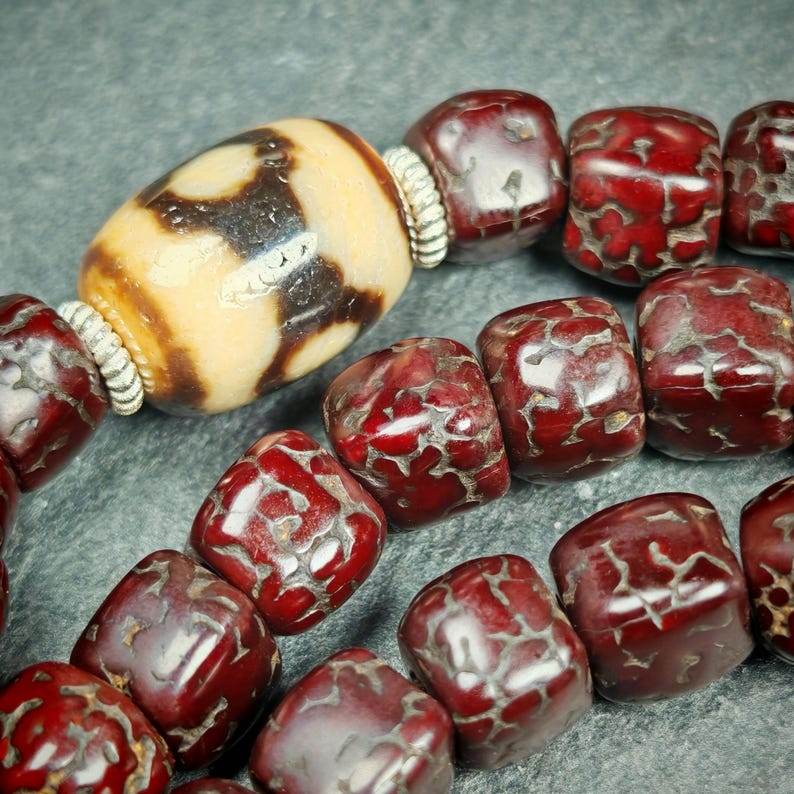 Mala Necklace,Old 8mm 108 Rudraksha Prayer Beads - Tibetan Buddhist mala beads, view 5