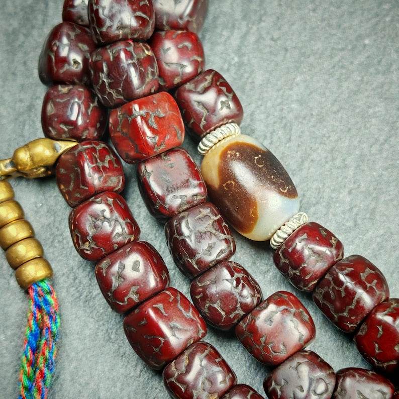 Mala Necklace,Old 8mm 108 Rudraksha Prayer Beads - Tibetan Buddhist mala beads, view 4