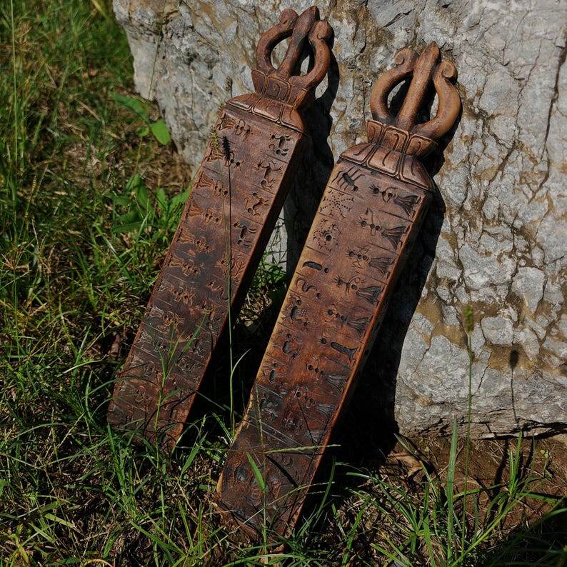 Buddhist Zanpar Wooden Mold Stick - Tibetan Buddhist art, detailed view