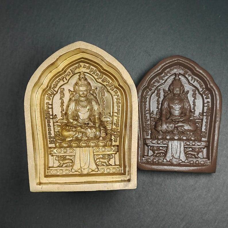 Shenrab Miwo Tsa Tsa Mold, 11cm Shenrab Miwoche - Tibetan tsa tsa mold, detailed view