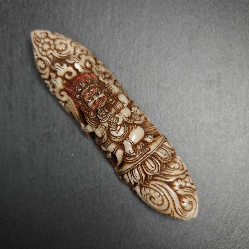 Mahakala Kapala Amulet Badge - Tibetan Buddhist amulet, front view