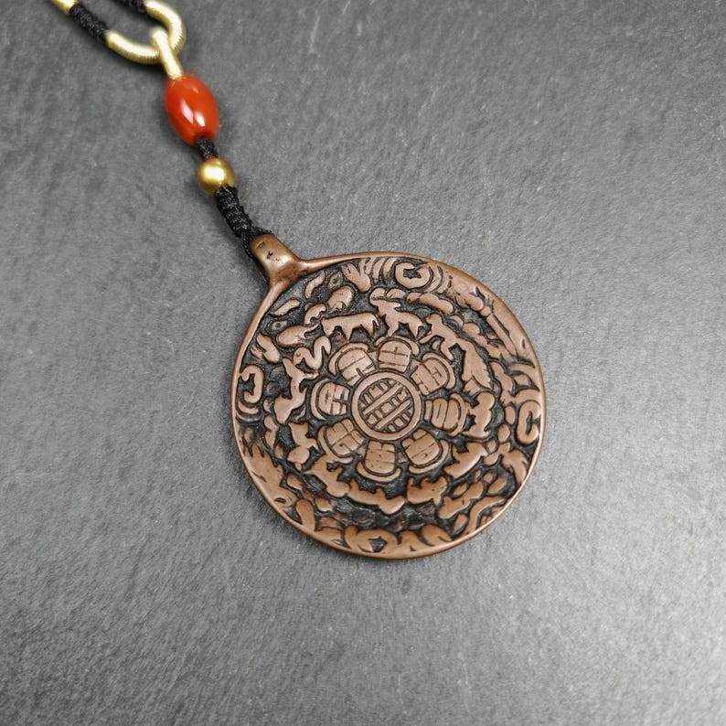 Calendar Amulet Sipaho Badge - Melong Mirror,45mm - Tibetan Buddhist amulet, detailed view
