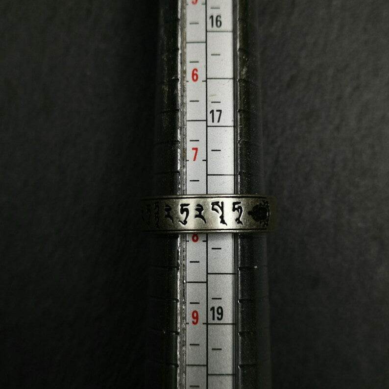 Silver Ring - Tibetan Buddhist art, size reference