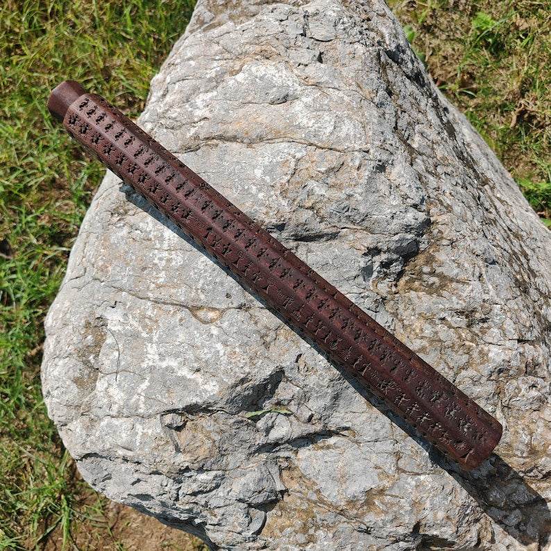 Zanpar Wooden Mold Stick - Tibetan Buddhist art, front view