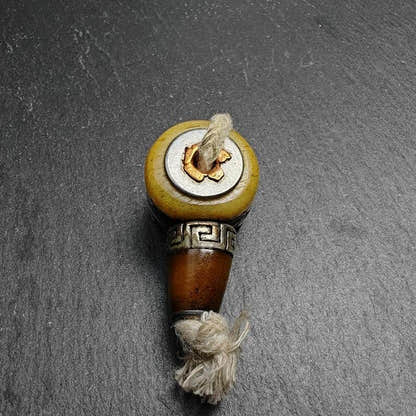 T-drilled 3-Hole Connector Bead - Tibetan Buddhist art, view 5