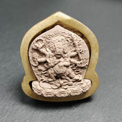 Mahakala Tsa Tsa Mold,4.5cm Height - Tibetan tsa tsa mold, close-up detail
