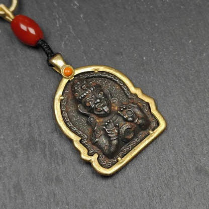 Drashi Lhamo Amulet, 52 - Tibetan Buddhist amulet, close-up detail