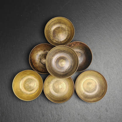 Water Offering Bowls 2.4" - Tibetan Buddhist art, front view