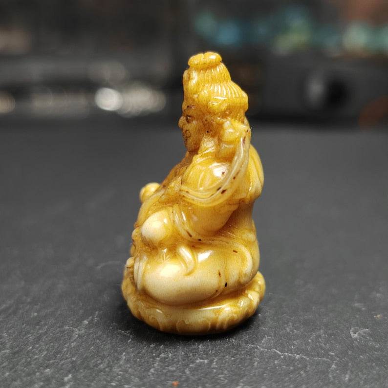 Buddha statue - Yellow Jambhala Dzambhala - Tibetan Buddhist statue, view 4