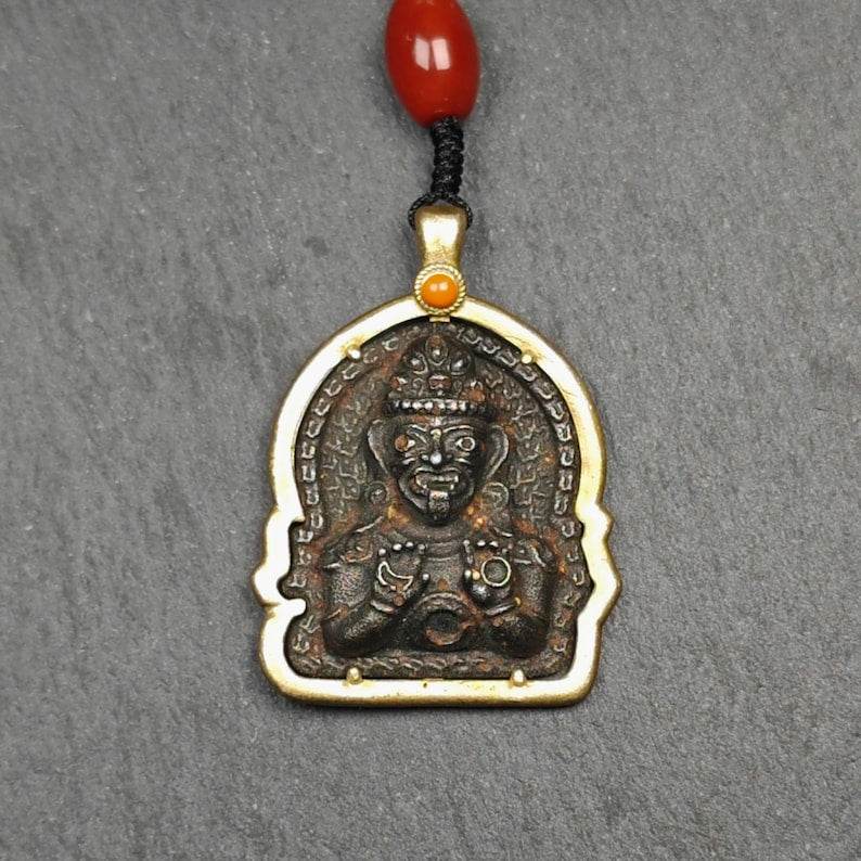 Drashi Lhamo Amulet, 52 - Tibetan Buddhist amulet, front view