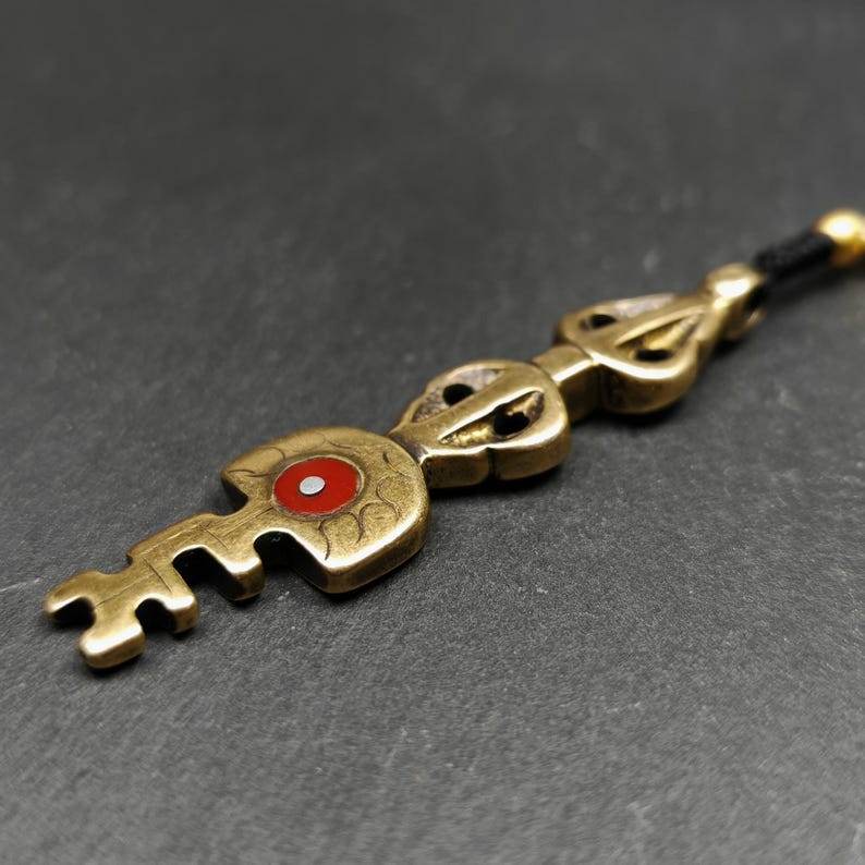 Amulet,The Key of Heart Pendant - Tibetan Buddhist amulet, close-up detail
