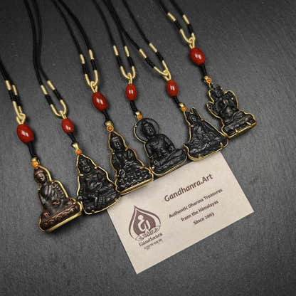Buddha Statue Amulet, Pendant - Tibetan Buddhist amulet, front view