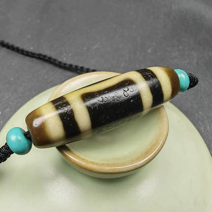 Sky & Earth Dzi Bead Necklace,1.5" - Tibetan Buddhist bead necklace, view 6