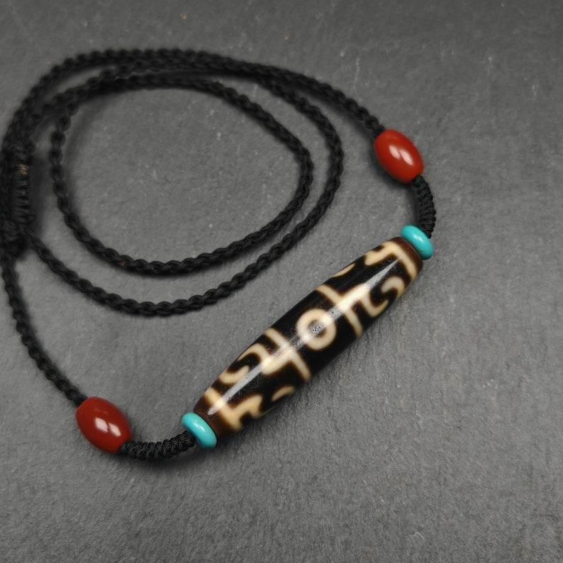 Tibetan Dzi Neckalce,Guru Rinpoche Three Realms Dzi Bead,53 - Tibetan dzi bead, view 8