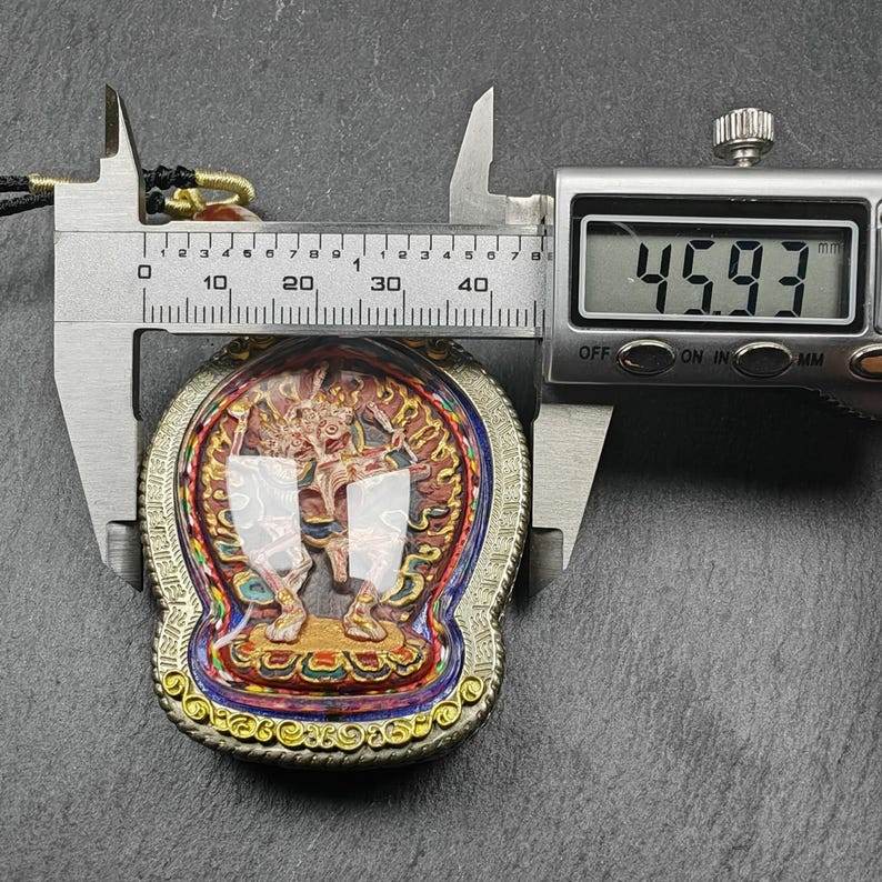 Tibetan Gau Ghau Shrine,Citipati Skull Lords Amulet - Tibetan Buddhist amulet, view 8