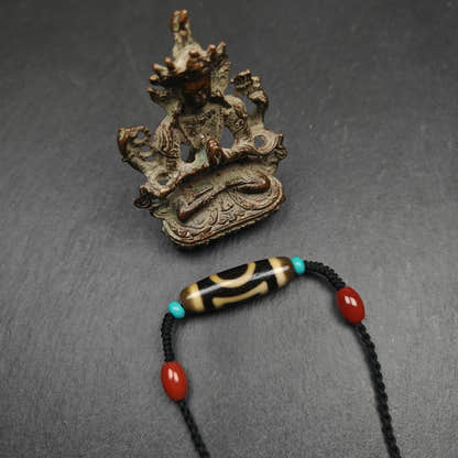 Sky & Earth Dzi Bead Necklace,1.5" - Tibetan Buddhist bead necklace, view 4