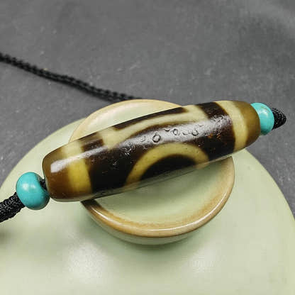 Sky & Earth Dzi Bead Necklace,1.5" - Tibetan Buddhist bead necklace, view 7