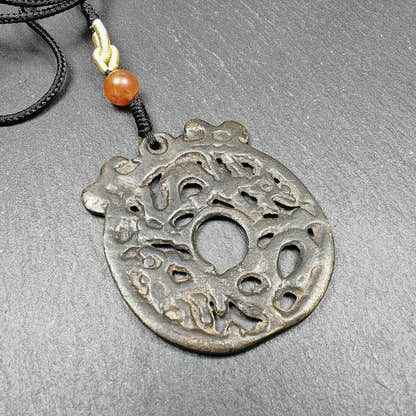 Thokcha Dragon Prayer Wheel,Dharma Chakra Pendant,43mm - Tibetan Buddhist art, front view