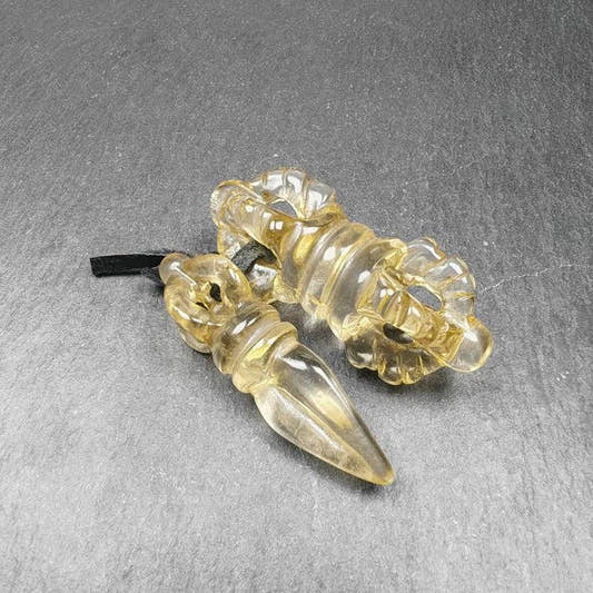 Crystal Dorje Vajra / Phurba Amulet Tibetan Dharma Ritual Implement - Tibetan Buddhist amulet, front view
