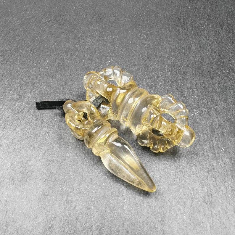 Crystal Dorje Vajra / Phurba Amulet Tibetan Dharma Ritual Implement - Tibetan Buddhist amulet, front view
