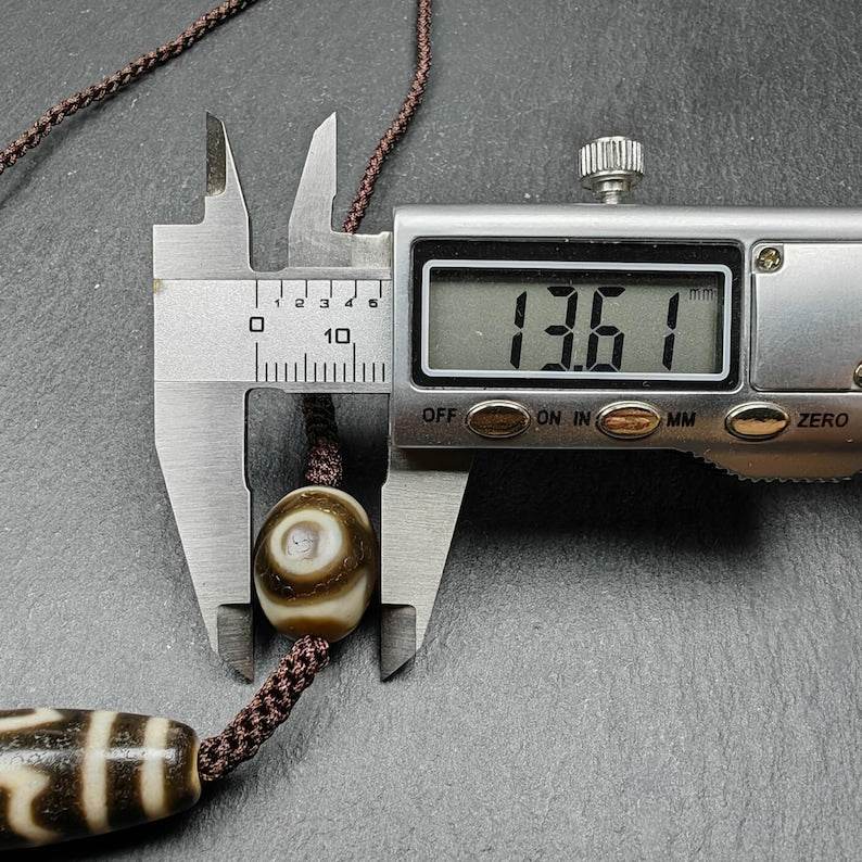 Tibetan Dzi Necklace - Garuda Dzi + 3 Eyes Dalo Dzi Amulet - Tibetan Buddhist bead necklace, view 9