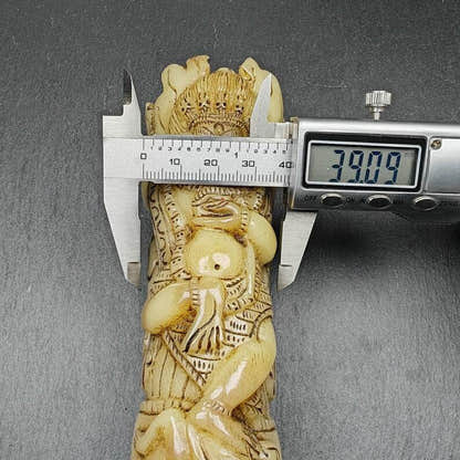 Leg Bone Carved Troma Nagmo Pen holder,Black Wrathful Dakini Kapala Cup - Tibetan Buddhist art, view 9