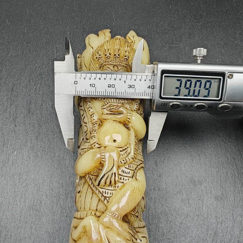 Leg Bone Carved Troma Nagmo Pen holder,Black Wrathful Dakini Kapala Cup - Tibetan Buddhist art, view 9