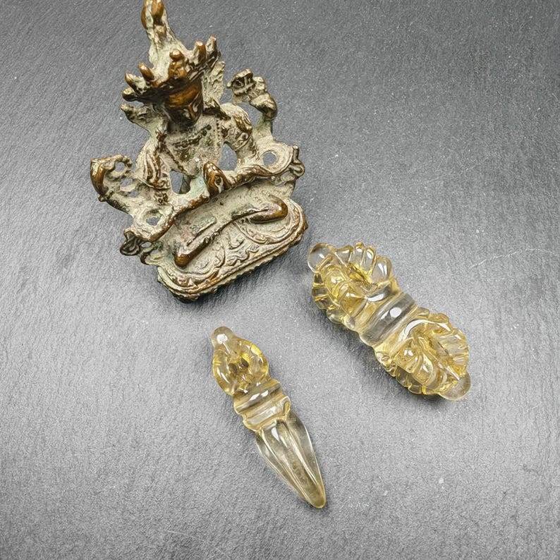 Crystal Dorje Vajra / Phurba Amulet Tibetan Dharma Ritual Implement - Tibetan Buddhist amulet, view 5