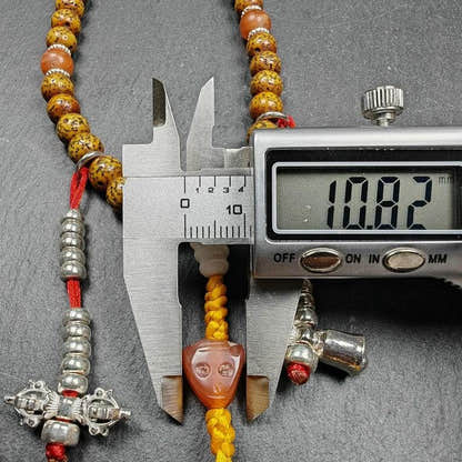 Gandhanra Authentic Tibetan Handhold Wrist Mala - 7.7mm Old Lotus Seed Beads Bra - Tibetan Buddhist mala beads, size reference