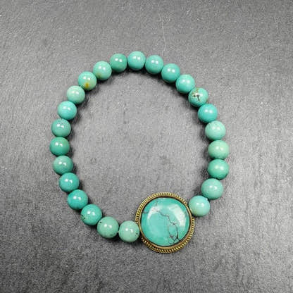 7mm TURQUOISE Gemstones TIBETAN BRACELET - Tibetan Buddhist art, view 5