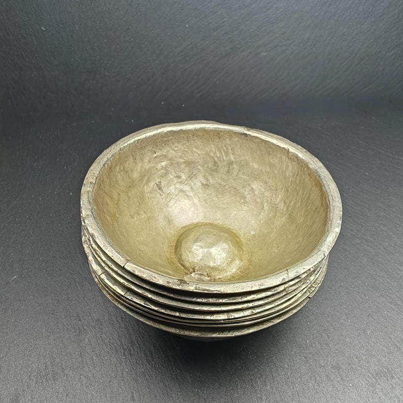 Old Silver Water Offering Bowls,87 - Tibetan Buddhist art, close-up detail