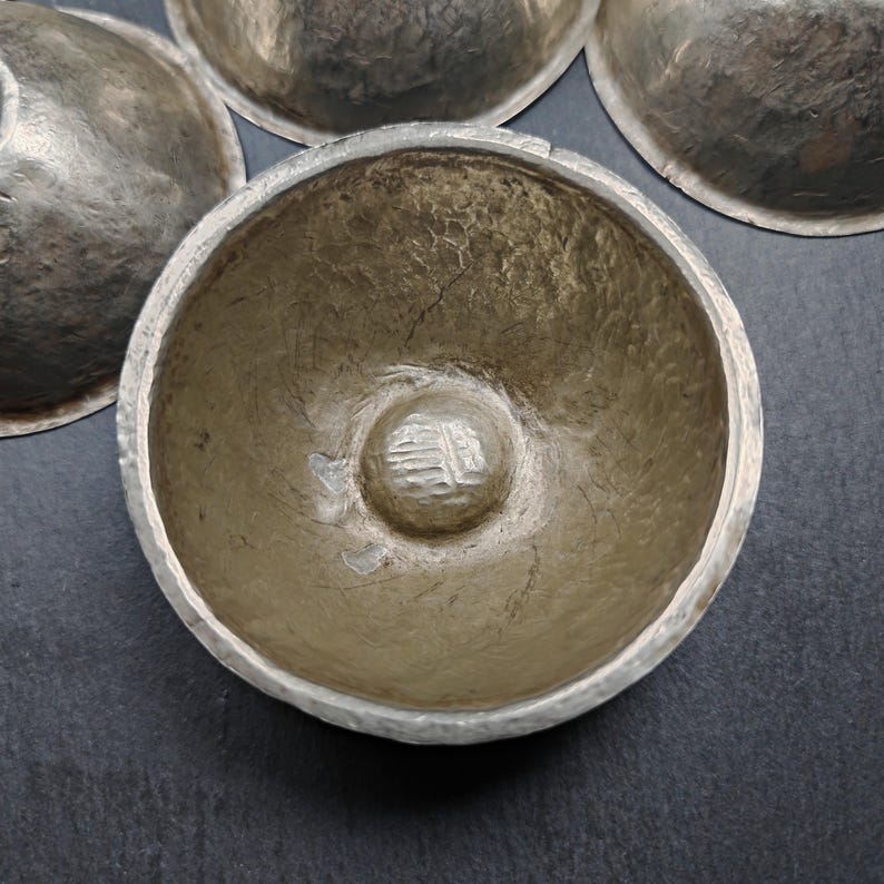Old Silver Water Offering Bowls,87 - Tibetan Buddhist art, view 7