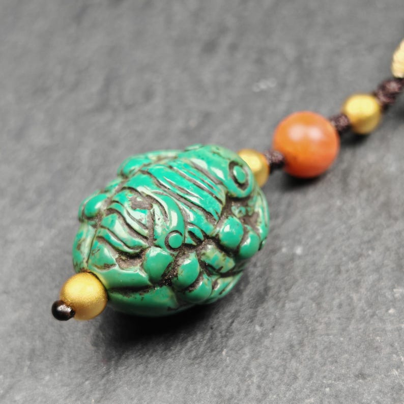 Old Turquoise Tibetan Scorpion Amulet, 23 - Tibetan Buddhist amulet, view 4