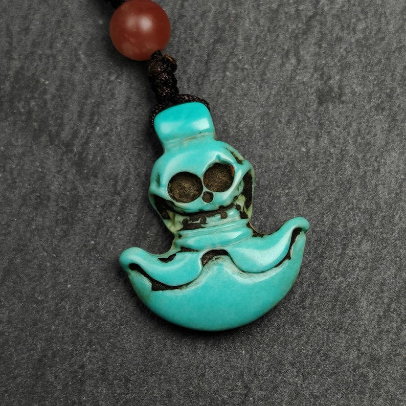 Old Turquoise Kartika Amulet, Knife of the Dakinis,25 - Tibetan Buddhist amulet, detailed view