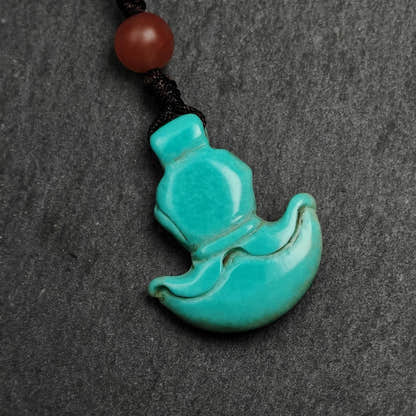 Old Turquoise Kartika Amulet, Knife of the Dakinis,25 - Tibetan Buddhist amulet, close-up detail