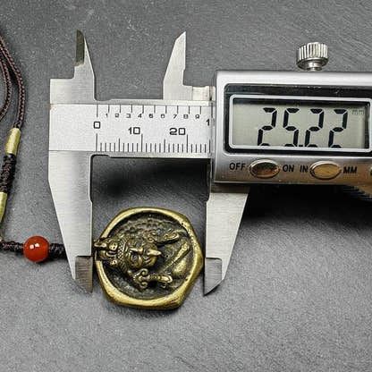Double Faced Drashi Lhamo Amulet,Zashi Lhamo Pendant - Tibetan Buddhist amulet, size reference