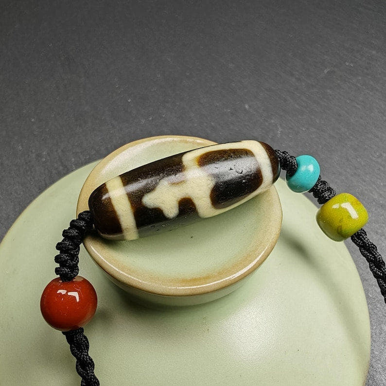 Tibetan Longevity Treasure Vase Dzi Bead Necklace,28*11 mm - Tibetan Buddhist bead necklace, view 5