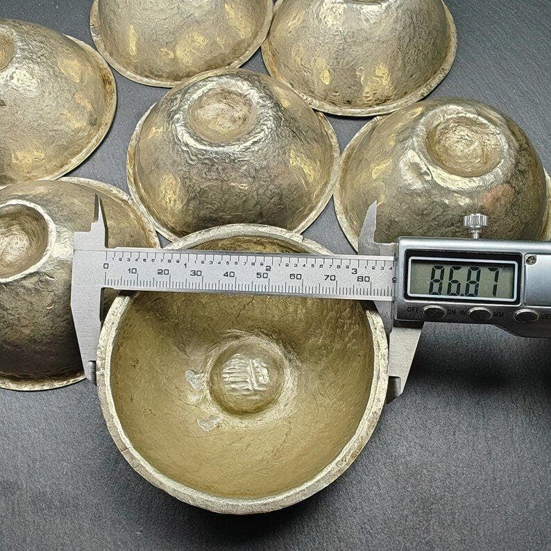 Old Silver Water Offering Bowls,87 - Tibetan Buddhist art, view 9