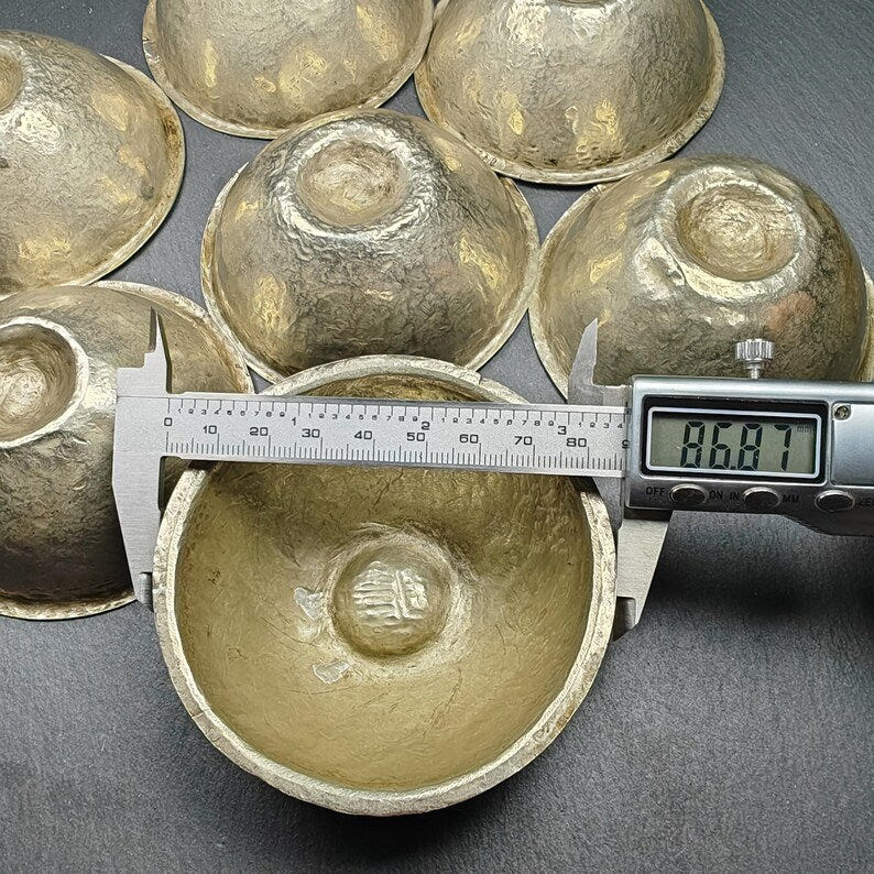 Old Silver Water Offering Bowls,87 - Tibetan Buddhist art, view 9