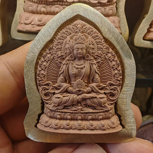 Vairocana Buddha Tsa Tsa Mold - Tibetan tsa tsa mold, front view