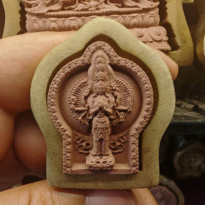 1000 Armed Avakokitesvara Tsa Tsa Mold - Tibetan tsa tsa mold, front view