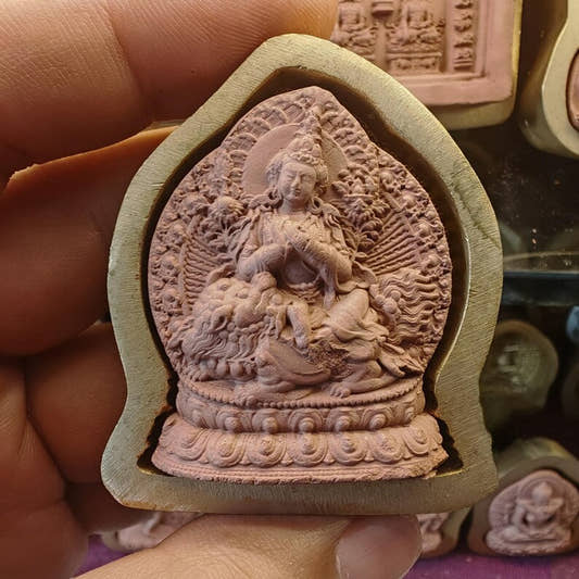 Lion Manjusri Tsa Tsa Mold - Tibetan tsa tsa mold, front view