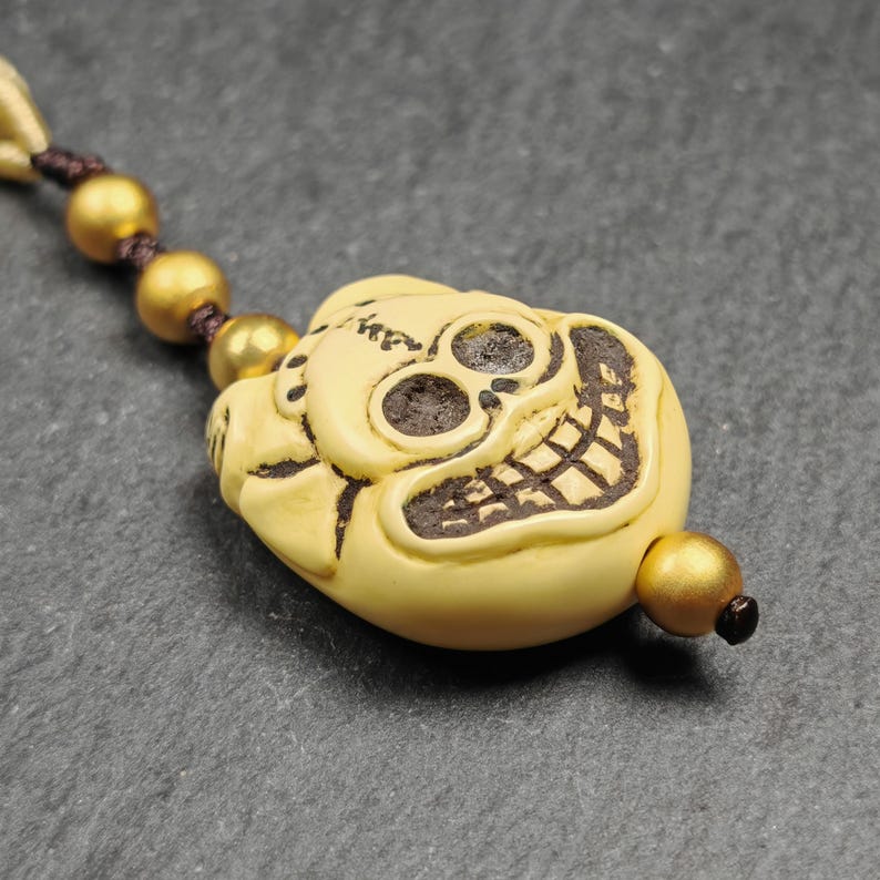 Tibetan Amulet,Citipati Skull Pendant,Made of Celluloid - Tibetan Buddhist amulet, view 4