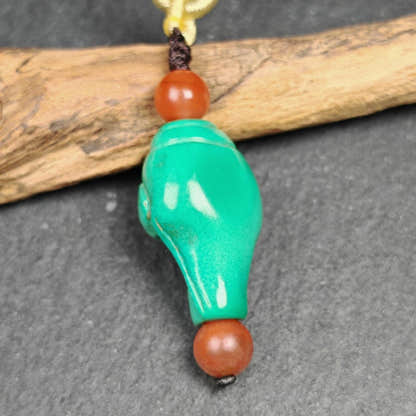 Shankha Amulet,Turquoise Conch Shell Pendant,25 - Tibetan Buddhist amulet, view 5